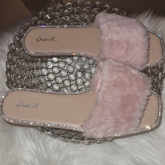 Pink Faux Fur Slide Sandal - Picture 3 of 4